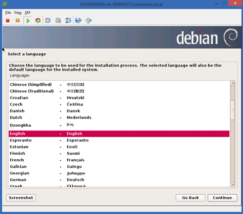 installation of Debian 7 on VMware